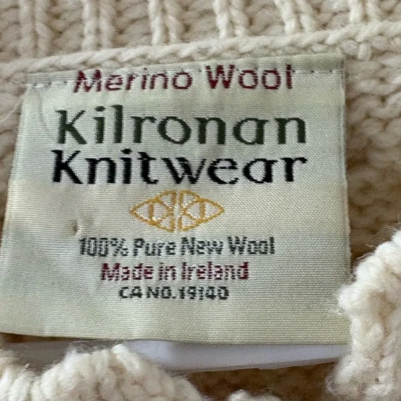 Kilronan Knitwear Merino Wool Cable Knit Cardigan Sweater Ireland L - Picture 12 of 14